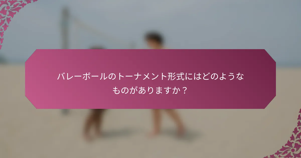 バレーボールのトーナメント形式にはどのようなものがありますか？
