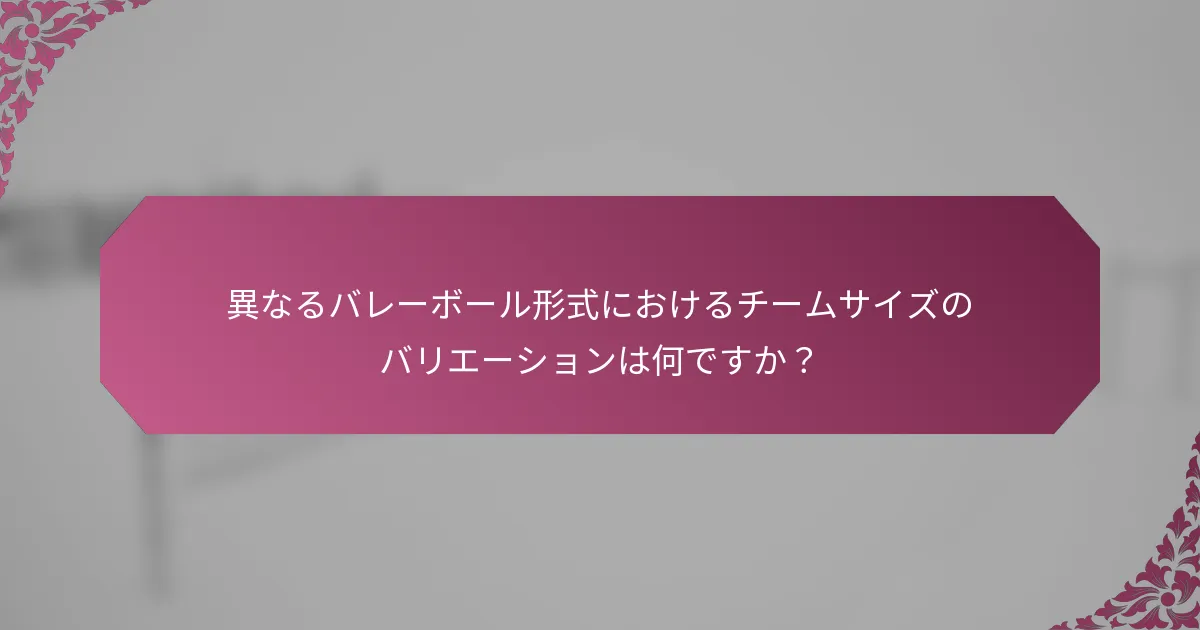 異なるバレーボール形式におけるチームサイズのバリエーションは何ですか?
